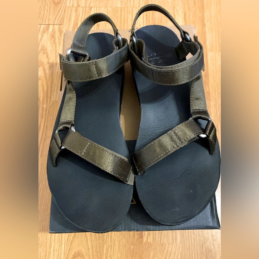 Teva Olive Green Universal Satin Flatform Sandal